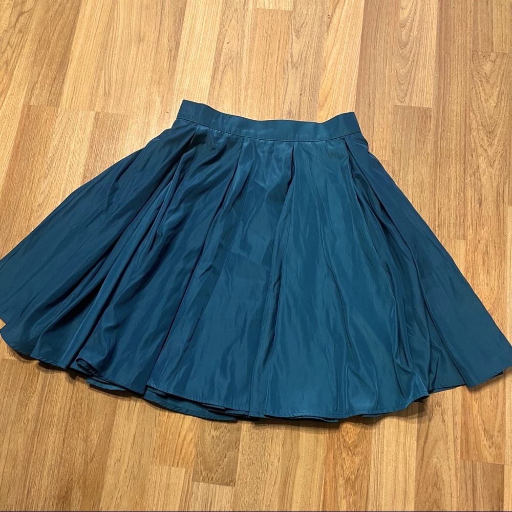 Teal Satin Skirt - American Apparel